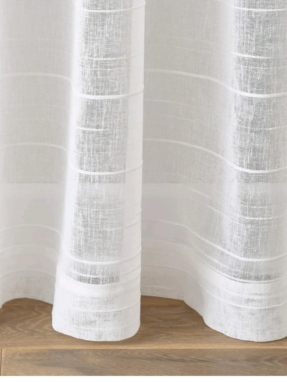 Mainstays Woven Stripe Sheer Tab Top Curtain, Single Panel, White, 50